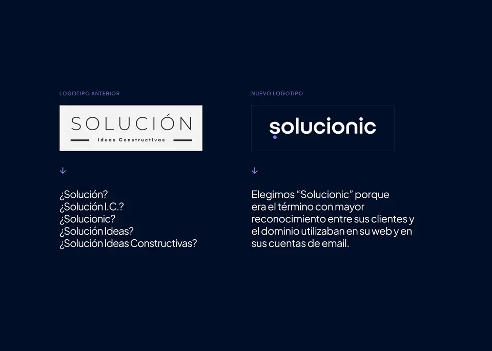 Logotipo anterior y nuevo de Solucionic